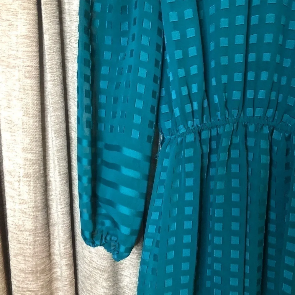 Vintage 80’s Donna Morgan for Non Stop Turquoise Geometric Print Dress Size 8